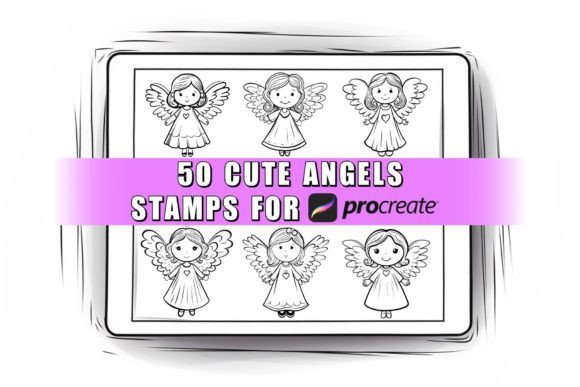 Download 50 Cute Angels Procreate Stamps Brushes - Premium Resources