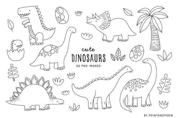 Download Cute Dinosaur Clipart Digital Stamps - Digital stamps Collection