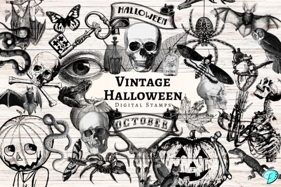 Download Vintage Halloween Digital Stamps - Digital stamps Collection