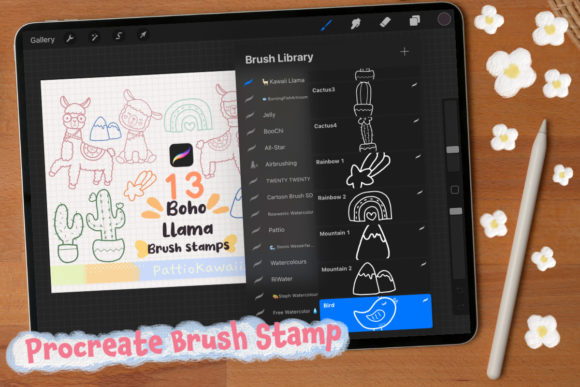 Download Procreate Brush Stamps Cute Llama Cactus - Premium Resources