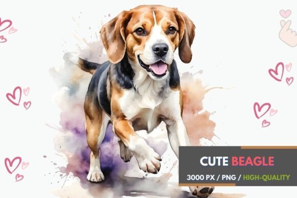 Download Running Beagle Watercolor Clipart - Beagle Collection