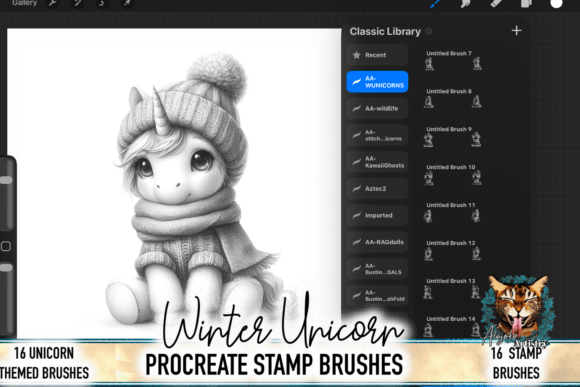 Download Winter Unicorn Procreate Brush Set - Premium Resources